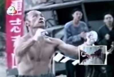 Chinese man tries to catch a falling tree&hellip;. lol