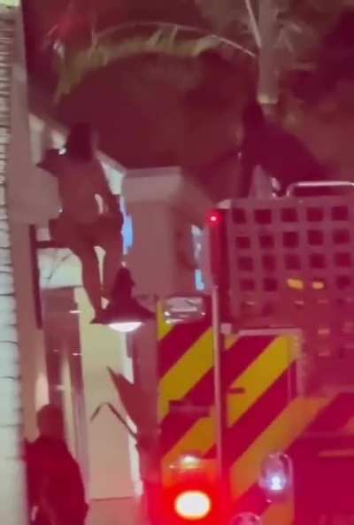 drunk naked lady climbs to the roof of a Japanese restaurant in Fort Myers, descent doesn’t go as planned.