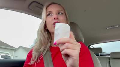 Cum driving around the neighborhood!