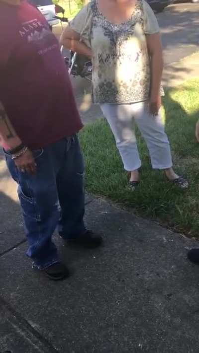 Old man gets his ass beat for threatening to kill someone