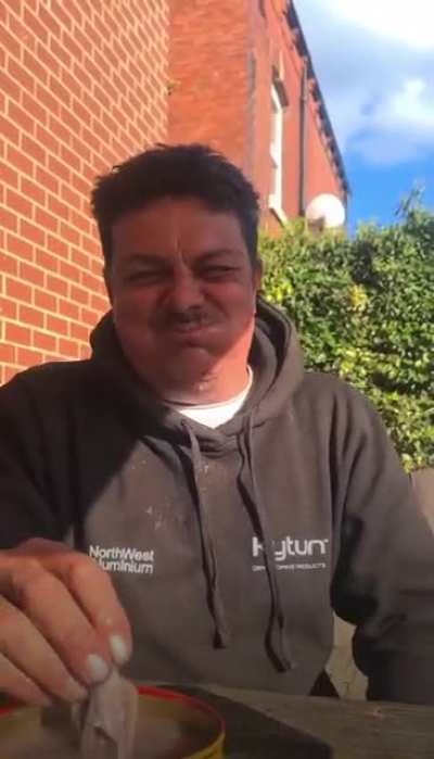 Roofer from Leeds UK eating a can of Surstr&ouml;mming, the guys need to see this