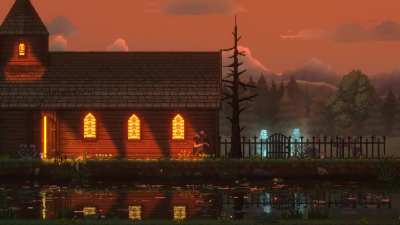A church with cemetery including ghosts 👻👻👻