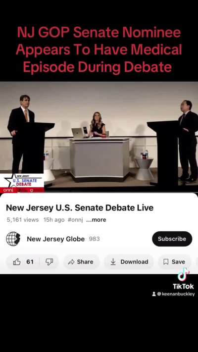  Curtis Bashaw The GOP Nominee For Senate In New Jersey Appears To Have A Medical Episode During Live Debate 