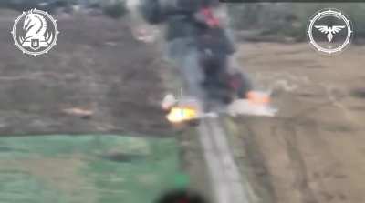 UA 47th Mechanized Brigade's "Strike Drones Company" spotted a Russian BMP-3 on the move, landing a hit with an FPV strike drone that detonates the vehicle (and crew). Published October 17, 2024