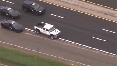 Police chase that happened earlier today, suspect nearly drives into oncoming traffic