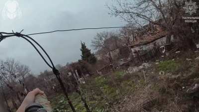 Atmospheric footage from Kostiantynivka - locals are sitting calmly on a bench while Ukrainian soldiers from the "Predator" Patrol Police Brigade shoot down Russian drones flying nearby. 15.12.2025