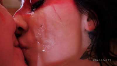 Porn director kissing her actress after a gang bang (Proxy Paige, Charlotte Sartre)