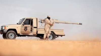 Everyone's favourite shitty technical: the Toyota LC with the 90mm cannon from the EE-9 Cascaval [western Libya, GNU's 24th infantry battalion].