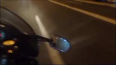 An unfortunate turn of events. Motorcyclist shit his pants