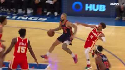[Highlight] Evan Fournier let's out his 90s Knicks energy, absolutely demolishing Trae Young with his forearm