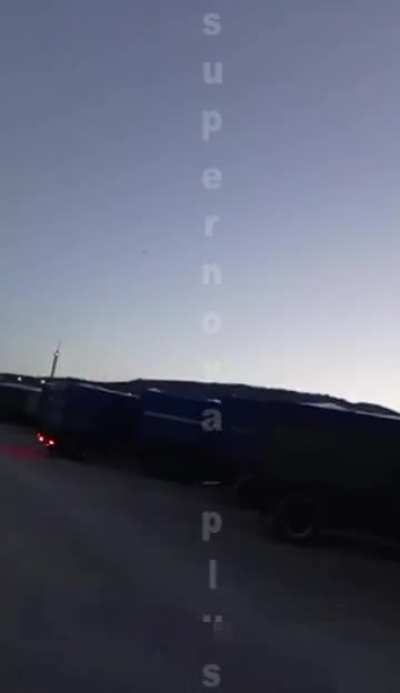 Ukrainian "Lyutyi" kamikaze drones fly in swarm toward Russian Black Sea port infrastructure. The narrator says he counted 80.