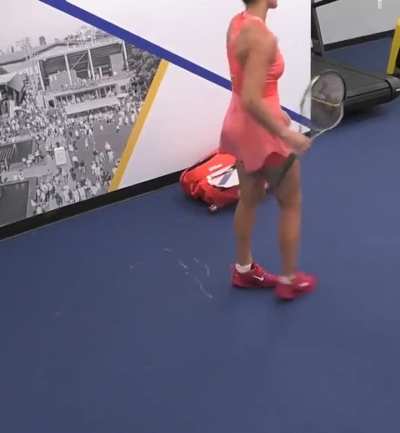 to exit the tennis match calmly.