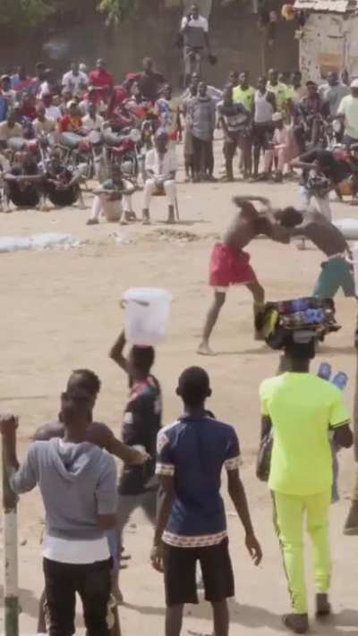 Dambe only allows you to punch with one hand (your &ldquo;spear&rdquo;) but head kicks are permitted as well.