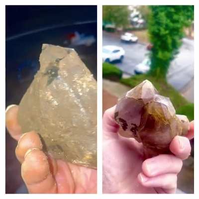 Before and after of an amethyst piece I found this past weekend near Athens, GA. Still have a bit of cleaning to do!