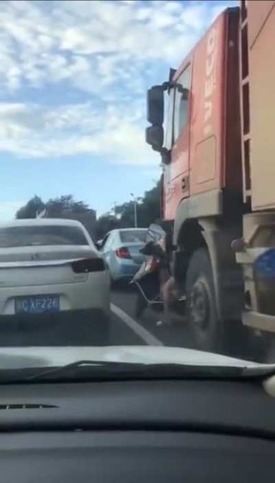 I've learned from this sub to never walk/bike directly in front of a large truck