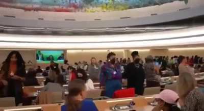 UN diplomats turn their backs to the US ambassador after US vetoes ceasefire 