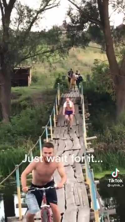 Biking over this bridge