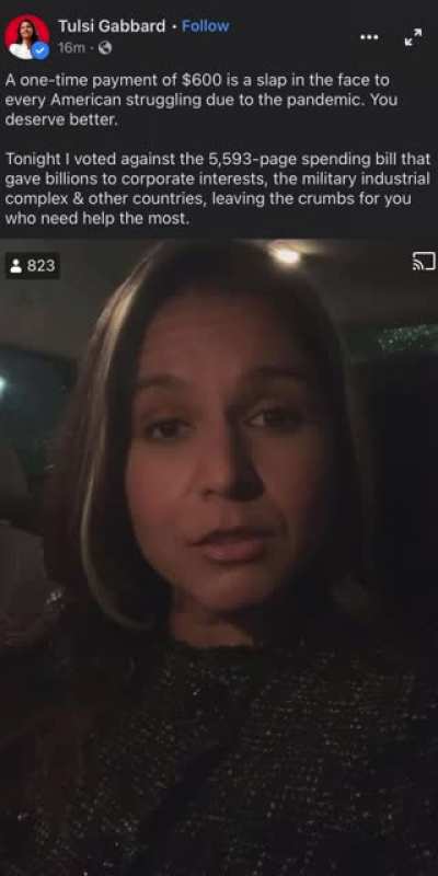 Tulsi Gabbard: &ldquo;There is no way anybody in Congress had the opportunity or time to go through and read this bill...provisions are snuck into these bills in literally the dark of night, without any announcement or telling anyone what is in it and rushed th