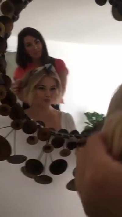 Liv getting prepped for her photoshoot