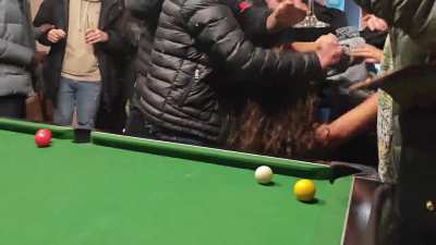 Woman kicked out of pub for fighting, throws pool ball