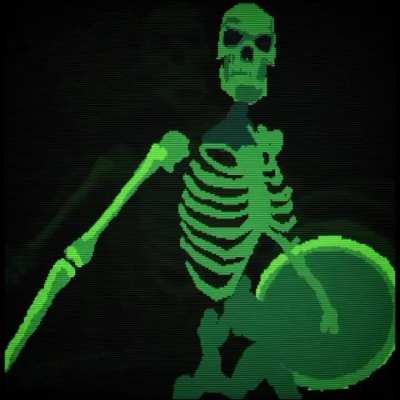 skeleton banging shield meme