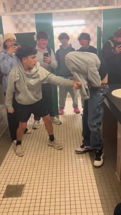 dude with the hoodie over his head lost the other kids dispo