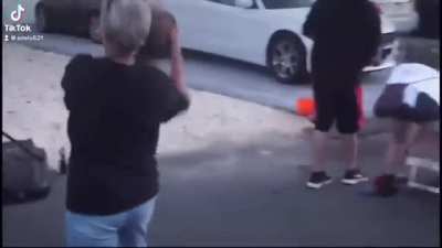 My mom falling playing basketball.