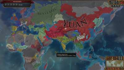 Mongolia &amp;gt; Yuan &amp;gt; Mongol Empire &amp;gt; Roman Empire World Conquest Run in 1.29
