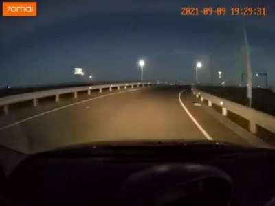 Biker crashes into a roadblock at high speed, makes a flip and dies