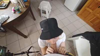 Young wife sucks me off in a unique way