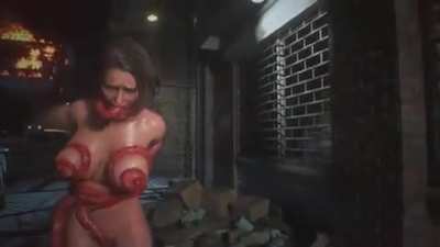 Jill Valentine Tentacle Mod, bound arms, mouth gagged (DrSlumpX) [Resident Evil 3]
