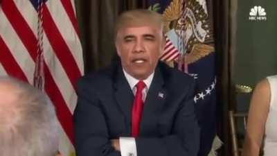 I dunno where to post this, but I made a deepfake of obama and trump to create the perfect centrist and I'm sorry