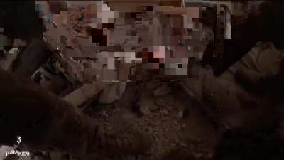 A Ukrainian soldier of the &laquo;&nbsp;kraken&nbsp;&raquo; unit is injured and evacuated by his comrades.