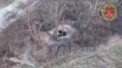 Russian soldier throws mine into Ukrainian bunker and then proceeds to shoot down a Ukrainian drone at close range. Zaporizhia region. Published 28.12.2025