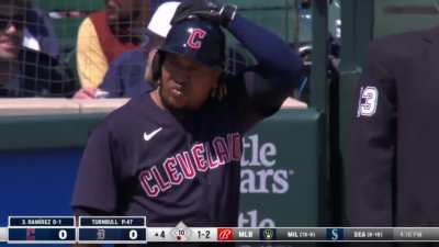 [Highlight] [Highlight] Jose Ramirez forgets about the pitch clock and strikes out