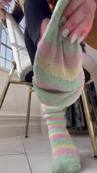 These filthy fuzzy socks your new GF now 😈 you&rsquo;re welcome 🧦🧎🏻&zwj;➡️