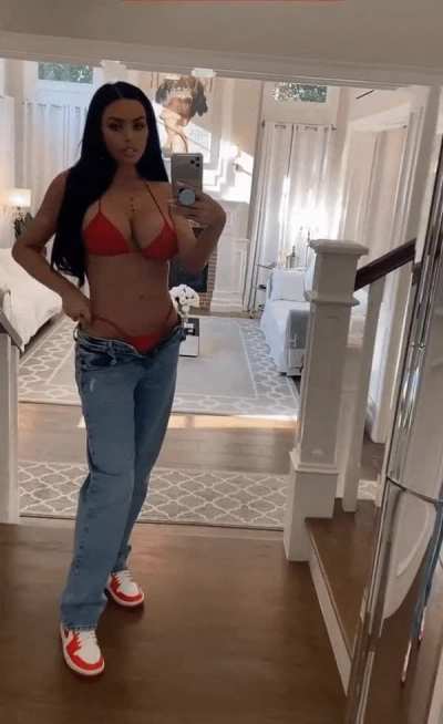 in front of mirror