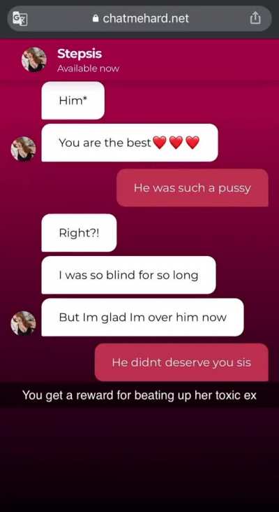 Your stepsis rewards you for beating up her toxic ex