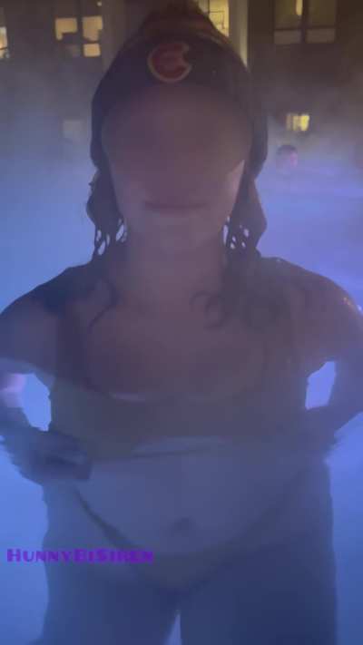 I loved seeing hubby get hard after I showed him my tits at the pool party