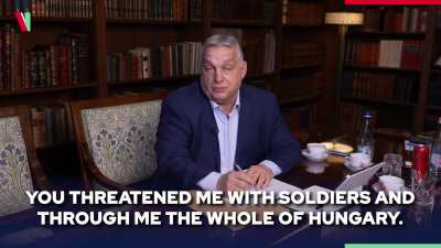 RU POV: Hungarian PM Viktor Orb&aacute;n reacted to Zelenskyy's threat, saying that Hungarians cannot be blackmailed and that he will not be threatened.