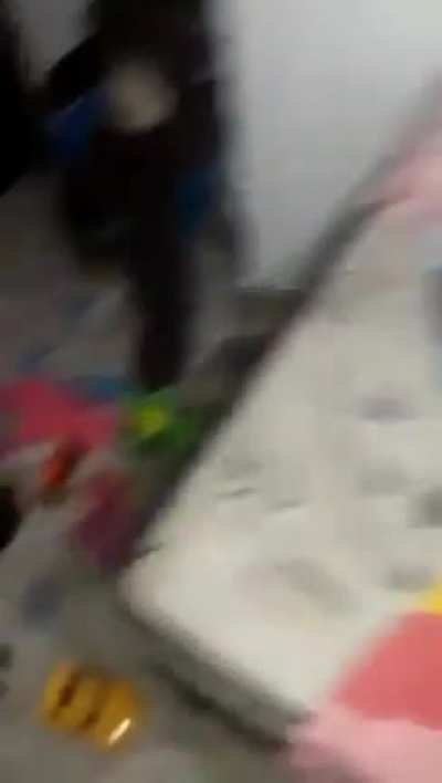 Translation: "dude you are kidding right? look what you did to sit on the bed inside the box" (btw the kid is ok)