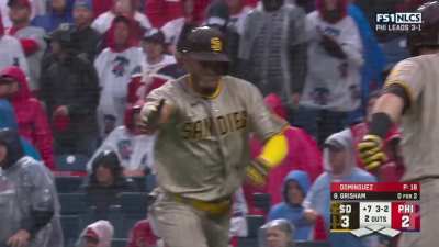 [Highlight] [Highlight] Padres take the lead on a wild pitch from Dominguez as Azocar scores the go-ahead run!