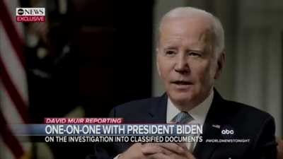 Reporter: "You called Trump irresponsible [for classified documents]. Is there something irresponsible here too?"