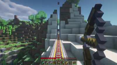 For those of us who don't have VR, I made a Beat Saber inspired music sync map in Minecraft, here's a clip!