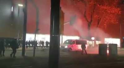 Chaos in Rotterdam, The Netherlands second biggest city. Sounds of explosions and gunfire.