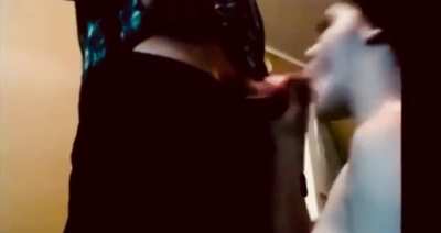 Girlfriend almost caught by her boyfriend's brother giving a BJ - she even lies to the side dude about not recording it