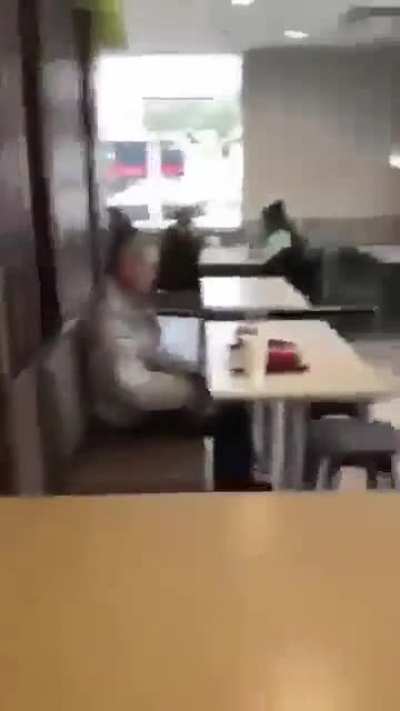 A guy gets kicked out of a Mcdonalds for bringing a homeless man in and buying him food.