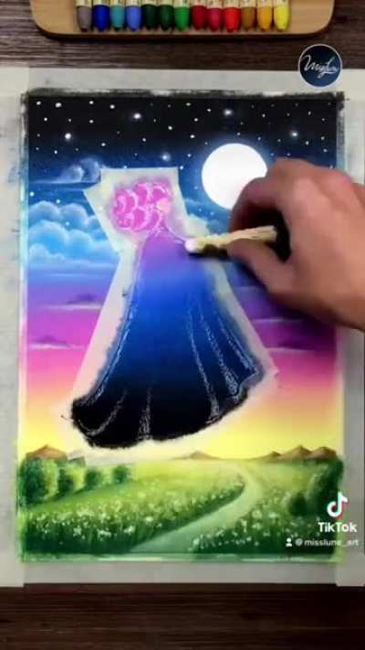 Awesome oil pastels drawing process