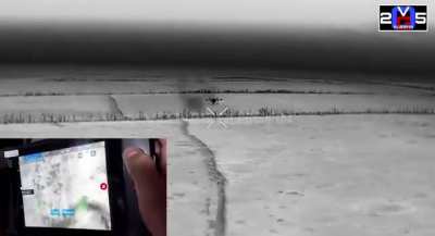 RU POV: "VOG-25" drone brought down a UAF Baba Yaga drone by dropping a small net on one of its propellers.