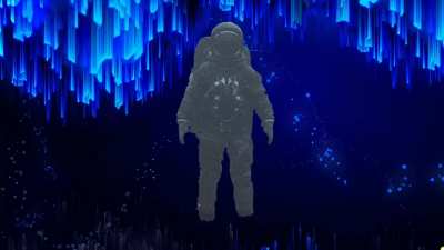 astronaut in the blue ocean